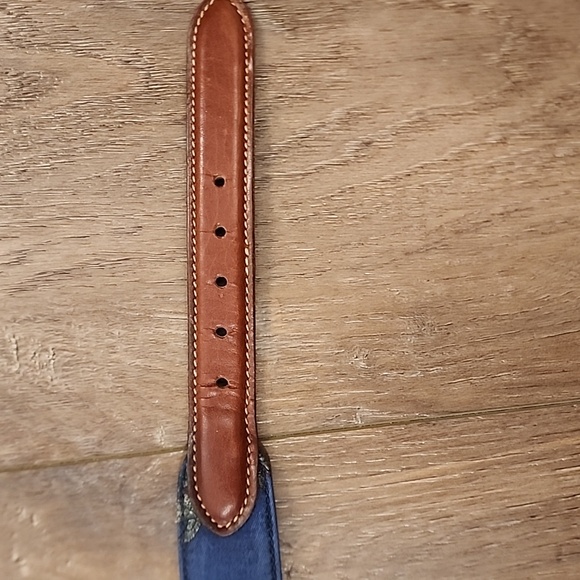 Vintage Trafalgar Belt Ribbon Ducks Mallards Leather Accents Brass Men's size 34 - Picture 5 of 8